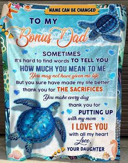 Personalized Turtle Blanket for Bonus Dad from Daughter, Gift for Stepdad Custom Fleece - Thegiftio UK