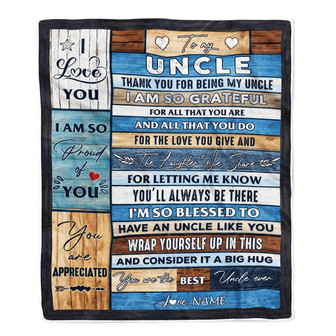 Personalized To My Uncle Blanket from Niece and Nephew Thank you For Being My Uncle Gifts For Birthday Christmas Customized Bed Fleece Throw Blanket - Thegiftio UK