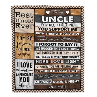 Personalized To My Uncle Blanket From Niece Nephew Wood Thank You For All The Time Uncle Birthday Fathers Day Christmas Customized Bed Fleece Throw Blanket - Thegiftio UK