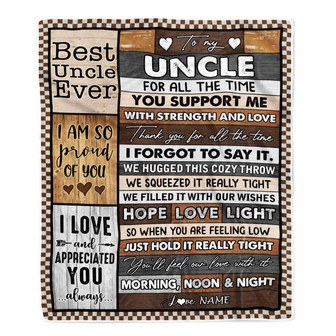 Personalized To My Uncle Blanket From Niece Nephew Wood Thank You For All The Time Uncle Birthday Fathers Day Christmas Customized Bed Fleece Throw Blanket - Thegiftio