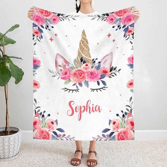 Personalized Unicorn Blanket, Customized Baby Blankets with Name for Girls, Baby Gifts for Newborn Girl - Thegiftio UK