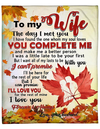 Personalized To My Wife Autumn Blanket Gift For Wife From Husband To My Wife The Day I Met You Autumn Blanket Customized - Thegiftio UK