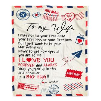 Personalized To My Wife Blanket From Husband Love You Forever Always Airmail Letter Valentine Christmas Wedding Anniversary Customized Fleece Blanket - Thegiftio UK