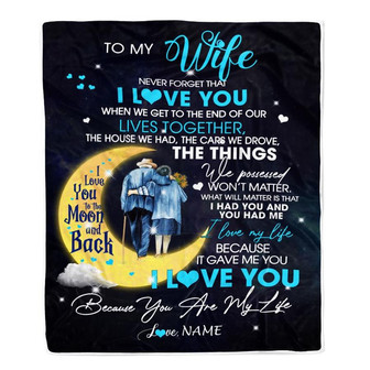 Personalized To My Wife Blanket from Husband I Love You You are My Life Moon Wife Birthday Anniversary Valentines Day Christmas Customized Fleece Throw Blanket - Thegiftio