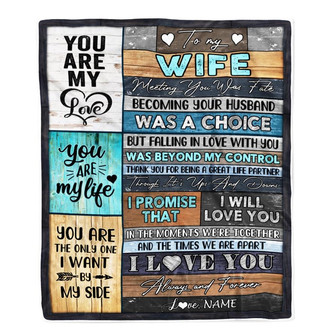 Personalized To My Wife Blanket From Husband You Are My Love Wedding For Wife Birthday For Her Women Christmas Thanksgiving Customized Fleece Blanket - Thegiftio UK