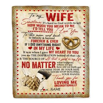 Personalized To My Wife Blanket From Husband Sometimes It's Hard To Find Words Love Wife Valentine's Birthday Wedding Anniversary Christmas Fleece Blanket - Thegiftio UK