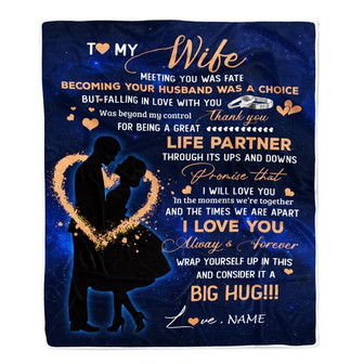 Personalized To My Wife Blanket From Husband Thank you It A Big Hug Wife Anniversary Wedding Day Valentines Day Wedding Christmas Fleece Throw Blanket - Thegiftio UK