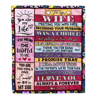 Personalized To My Wife Blanket From Husband Wood You Are My Life Wife Birthday Anniversary Valentines Day Christmas Customized Bed Fleece Throw Blanket - Thegiftio UK