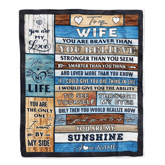 Personalized To My Wife Blanket From Husband Wood You Are My Sunshine I Love You Wife Anniversary Valentines Day Wedding Christmas Fleece Throw Blanket - Thegiftio UK