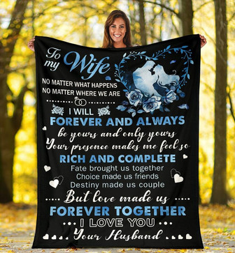 Personalized To My Wife Blue Rose Blanket From Husband To My Wife No Matter What Happens Blanket - Thegiftio UK