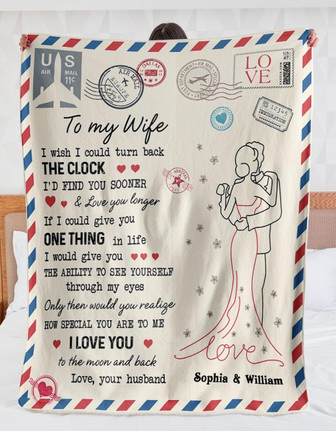 Personalized To My Wife Couple Dance Letter Blanket From Husband, To My Wife I Wish I Could Turn Back The Clock Letter Blanket Gifts For Wife - Thegiftio