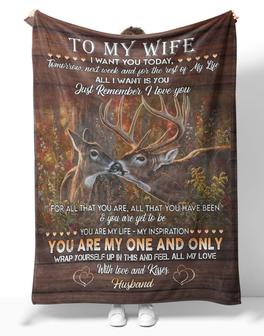 Personalized To My Wife Couple Deer Love Blanket From Husband, To My Wife I Want You Today Deer Couple Blanket Gifts For Wife - Thegiftio UK