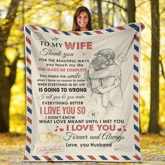 Personalized To My Wife Couple Hug Blanket From Husband To My Wife Thank You For The Beautiful Ways Letter Blanket - Thegiftio UK