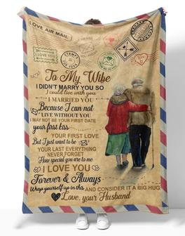 Personalized To My Wife Couple Letter Air Mail Fleece Blanket, To My Wife I Didn't Marry You So Letter Blanket Gifts For Wife - Thegiftio UK