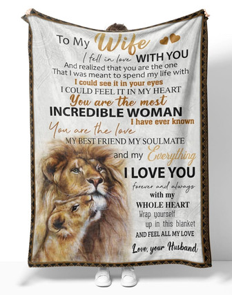 Personalized To My Wife Couple Lion Heart Love Blanket From Husband, To My Wife I Fell In Love With You Lion Heart Love Blanket Gifts For Wife - Thegiftio