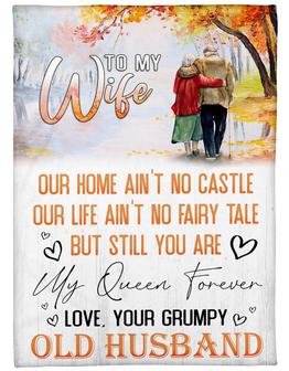 Personalized To My Wife Couple Walking In Autumn Blanket Gift For Wife From Husband To My Wife My Queen Forever Blanket Customized - Thegiftio UK