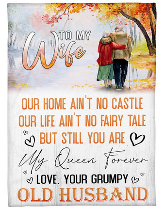 Personalized To My Wife Couple Walking In Autumn Blanket Gift For Wife From Husband To My Wife My Queen Forever Blanket Customized - Thegiftio