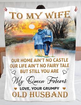 Personalized To My Wife Couple Walking Blanket From Husband To My Wife Our Home Ain't No Castle Blanket Gifts For Wife Customized Wife Blanket - Thegiftio UK