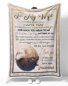 Personalized To My Wife Couple Wolf Black White Blanket From Husband, To My Wife Never Forget That I Love You Wolf Couple Blanket Gifts For Wife - Thegiftio UK