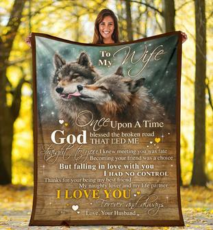 Personalized To My Wife Couple Wolf Blanket From Husband To My Wife I Love You Forever And Always Blanket - Thegiftio UK