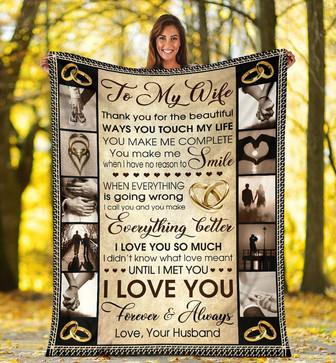 Personalized To My Wife Double Ring Blanket From Husband To My Wife Thank You For The Beautiful Blanket - Thegiftio UK