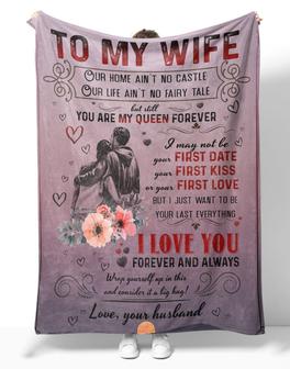 Personalized To My Wife Flower Couple Blanket From Husband, To My Wife Our Home Ain't No Castle Flower Blanket Gifts For Wife - Thegiftio UK
