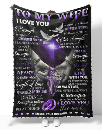 Personalized To My Wife Hand In Hand Cross Blanket From Husband, To My Wife I Love You Couple Blanket Gifts For Wife - Thegiftio