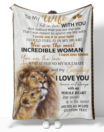 Personalized To My Wife Lion Couple Fleece Blanket, To My Wife I Fell In Love With You Lion Blanket Gifts For Wife - Thegiftio UK