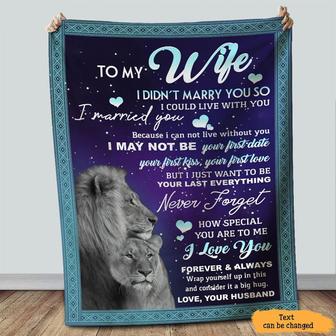 Personalized To My Wife Lion Couples Blanket From Husband, To My Wife I Didn't Marry You So I Could Live With You Lion Galaxy Blanket Gift For Wife - Thegiftio UK