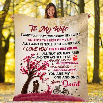Personalized To My Wife Loving Couple Blanket Gift For Wife From Husband To My Wife I Want You Today Tomorrow Next Week Couple Blanket - Thegiftio UK