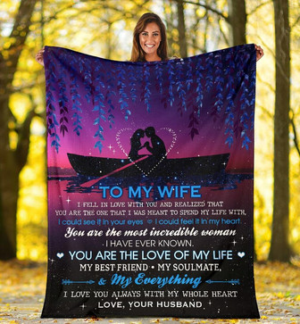 Personalized To My Wife Loving Couple Blanket From Husband To My Wife I Feel In Love With You Blanket - Thegiftio UK