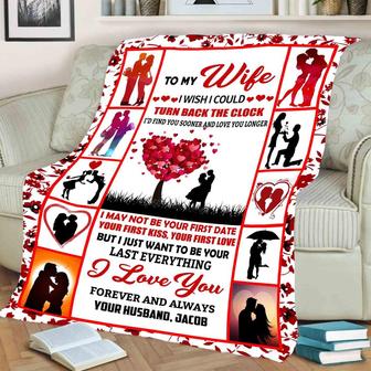 Personalized To My Wife Loving Couple With Tree Heart Blanket Gift For Wife From Husband To My Wife I Wish I Could Turn Back The Clock Tree Blanket - Thegiftio UK