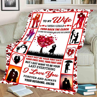 Personalized To My Wife Loving Couple With Tree Heart Blanket Gift For Wife From Husband To My Wife I Wish I Could Turn Back The Clock Tree Blanket - Thegiftio