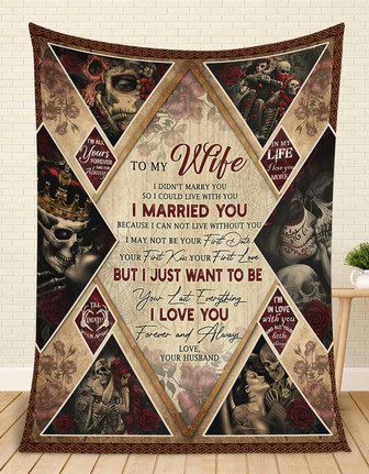 Personalized To My Wife Motorbiker Couple Blanket From Husband, To My Wife In My Life I Love You More Skull Couple Blanket Gifts For Wife - Thegiftio UK