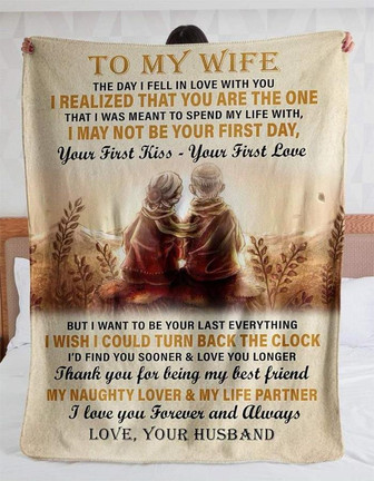 Personalized To My Wife Old Couple Blanket From Husband To My Wife The Day I Fell In Love With You Blanket Gifts For Wife Customized Wife Blanket - Thegiftio UK