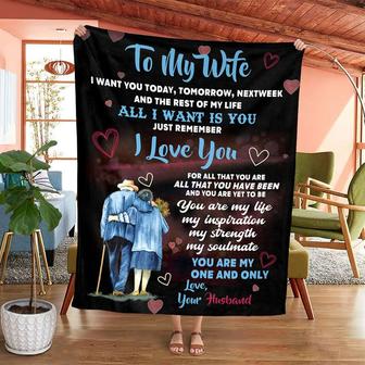 Personalized To My Wife Old Couple Love Blanket From Husband, To My Wife I Want You Today Tommorow Nextweek Couple Blanket Gifts For Wife - Thegiftio UK