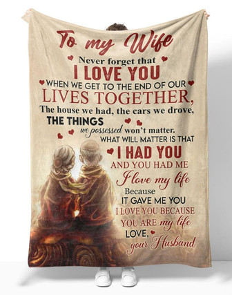Personalized To My Wife Old Couple Sunset Blanket From Husband, To My Wife Never Forget That I Love You Old Couple Sunset Blanket Gifts For Wife - Thegiftio