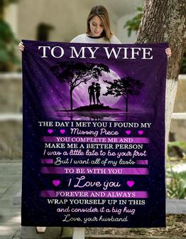 Personalized To My Wife Purple Moon Blanket From Wife, To My Wife The Day I Met You I Found My Missing Piece Couple Love Blanket Gifts For Wife - Thegiftio UK