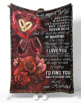 Personalized To My Wife Red Rose Flower Blanket From Husband, To My Wife In The World I Love You Rose Flower Blanket Gifts For Wife - Thegiftio UK