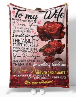 Personalized To My Wife Red Rose Flower Blanket From Husband, To My Wife Never Forget That I Love You Rose Flower Blanket Gifts For Gorgeous Wife - Thegiftio UK