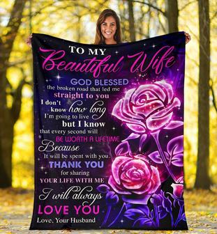 Personalized To My Wife Rose Flower Blanket From Husband To My Wife I Will Always Love You Blanket - Thegiftio UK