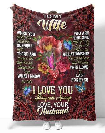 Personalized To My Wife Rose Flower Mandala Blanket From Husband, To My Wife When You Need A Hug Butterfly Rose Flower Blanket Gifts For Gorgeous Wife - Thegiftio