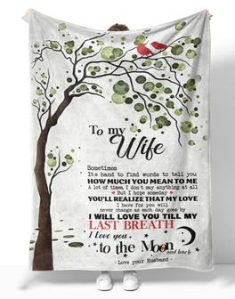 Personalized To My Wife Tree With Bird Fleece Blanket, To My Wife Sometimes It's Hard To Find Words To Tell You Bird Couple Blanket Gifts For Wife - Thegiftio UK