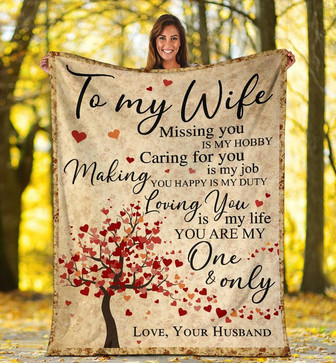 Personalized To My Wife Tree Heart Blanket From Husband To My Wife Missing You Is My Hobby Blanket - Thegiftio