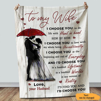 Personalized To My Wife Wedding Couple Blanket From Husband, To My Wife I Choose You To do Life With Hand In Hand Wedding Blanket Gifts For Wife - Thegiftio UK