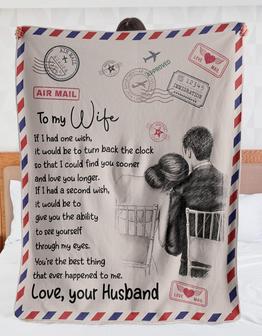 Personalized To My Wife Wedding Letter Couple Blanket From Husband, To My Wife If I Had One Wish It Would Be To Turn Back The Clock Letter Blanket - Thegiftio UK