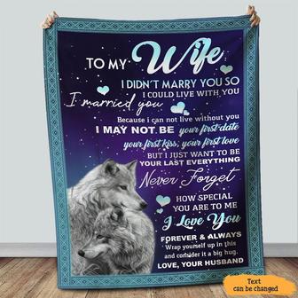 Personalized To My Wife Wolf Couples Blanket From Husband, To My Wife I Didn't Marry You So I Could Live With You Wolf Galaxy Blanket Gift For Wife - Thegiftio UK