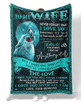 Personalized To My Wife Wolf Red Rose Blanket From Husband, To My Wife Never Forget That I Love You Wolf Blanket Gifts For Wife - Thegiftio UK