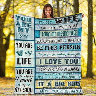 Personalized Wife Wood Stripe Blanket From Husband To My Wife The Day I Met You Blanket Gifts - Thegiftio
