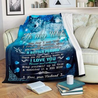 Personalized Wolf to My Wife Blanket from Husband The Day I Met You I Found My Missing Piece Great Customized Blanket for Mother's Day Birthday Christmas Anniversary Wedding - Thegiftio UK